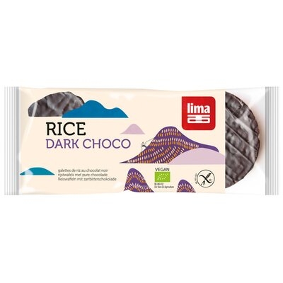 Rondele din orez expandat cu ciocolata neagra eco 100g Lima