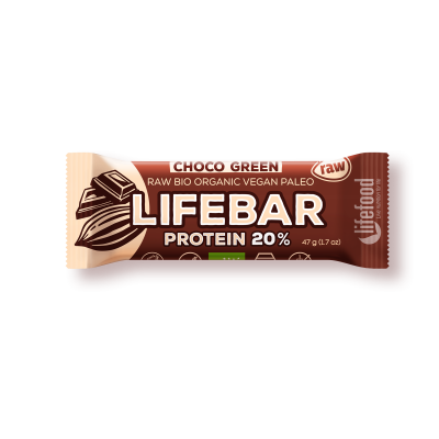 Lifebar plus baton cu ciocolata si proteine raw eco 47g